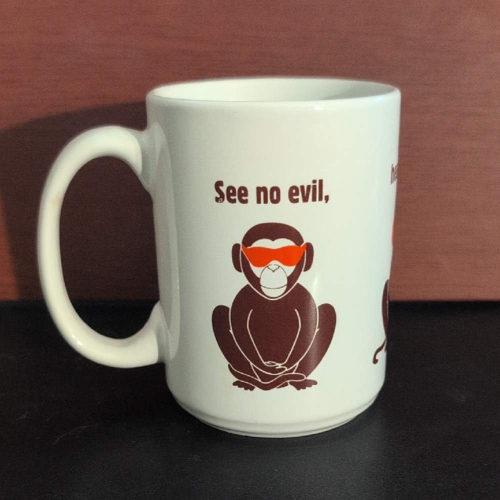 Vintage "See No Evil, Hear No Evil, Breathe No Evil" Coffee Mug